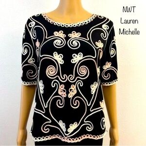 NWT Lauren Michelle Boho Coastal Cowgirl embroidered Appliqué Demure size Med.